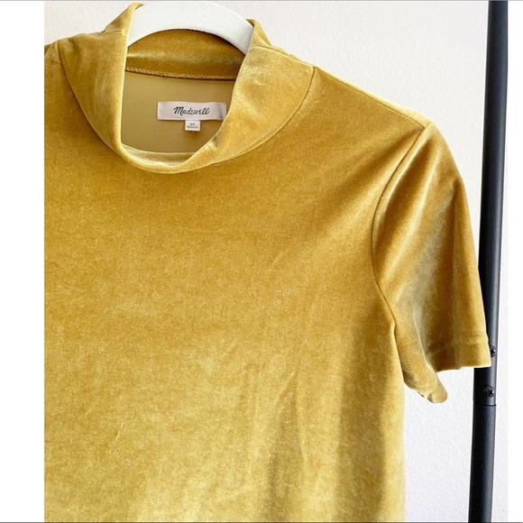 Madewell Gold Velvet Mockneck Tee Short Sleeves Top Size XS - Picture 5 of 9